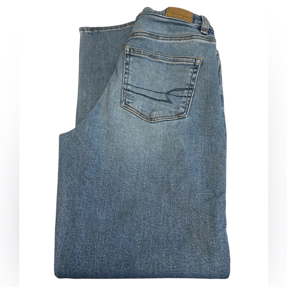 American Eagle jeans Mom style straight leg stretch button/zip 5 pockets Sz 0R